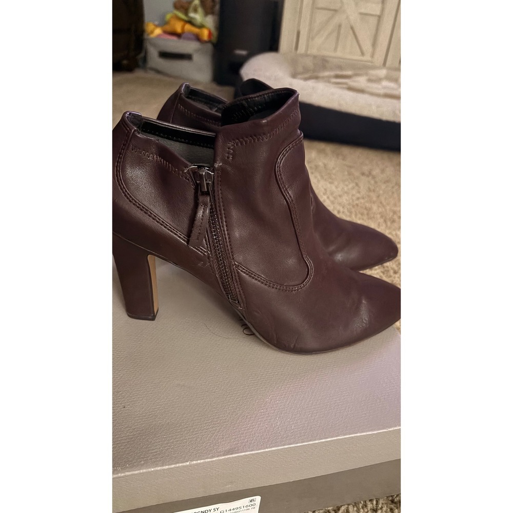 Ankle Boots Franco Sarto Kaye Burgundy Womens 10 M Pointed Toe Block Heel Boot